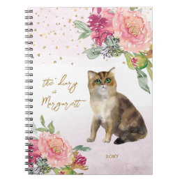 Illustratie van kat en bloemen voor kinderen notitieboek