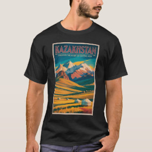 Illustratie van Kazachse steppen Reis Kunst Vintag T-shirt