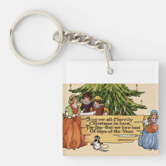 Illustratie van kerstliedjeszangers in victoriaans sleutelhanger