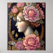 Illustratie van klassieke roze Floral Lady Poster (Voorkant)