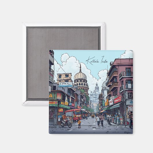 Illustratie van Kolkata, India Magneet (Voorkant / Achterkant)