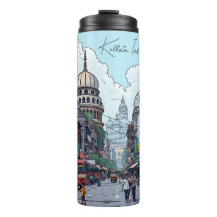 Illustratie van Kolkata, India Thermosbeker