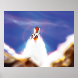 Illustratie van lancering van spaceshuttle poster