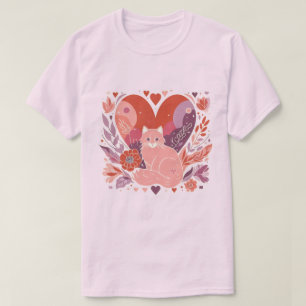 Illustratie van Liefde voor Katten Hartbloemen T-shirt
