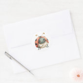 Illustratie van Lieve Lieveheersbeestje in Pastelk Ronde Sticker (Envelop)