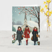 Illustratie van mensen die uit de kerk komen kaart (Gele Bloem)