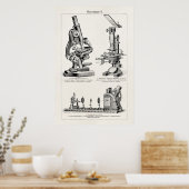  illustratie van microscoop Retro Steampunk Poster (Keuken)