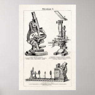 illustratie van microscoop Retro Steampunk Poster