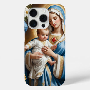 Illustratie van Moeder Maria en Baby Jezus iPhone 15 Pro Case