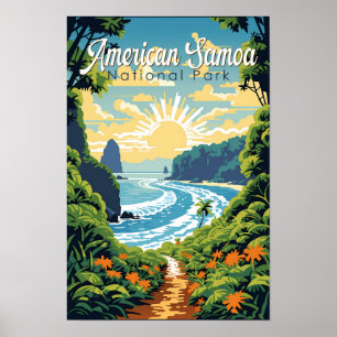 Illustratie van Nationaal Park Amerikaans Samoa Re Poster