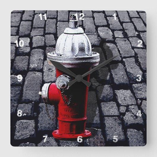 Illustratie van New York Fire Hydrant Vierkante Klok (Voorkant)