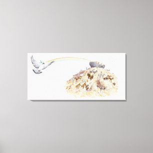 Illustratie van Noah's ark met dieren die vertrekk Canvas Afdruk