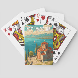 Illustratie van Noord-Macedonië Reis Kunst Vintage Pokerkaarten
