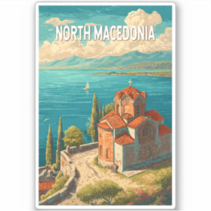 Illustratie van Noord-Macedonië Reis Kunst Vintage Sticker