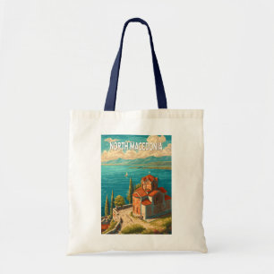 Illustratie van Noord-Macedonië Reis Kunst Vintage Tote Bag