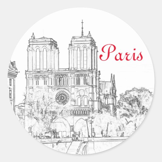 Illustratie van Notre Dame de Paris Ronde Sticker (Voorkant)