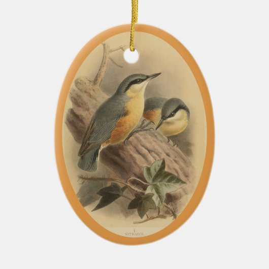 illustratie van Nuthatch Ceramic Tree Deco Keramisch Ornament (Voorkant)