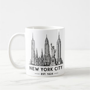 Illustratie van NYC-sylhouet met Statue of Liberty Koffiemok