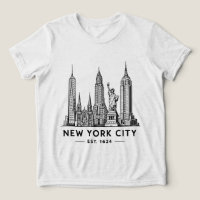 Illustratie van NYC-sylhouet met Statue of Liberty