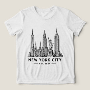 Illustratie van NYC-sylhouet met Statue of Liberty Tri-Blend Shirt