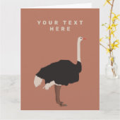 Illustratie van Ostrich Bird Kaart (Gele Bloem)