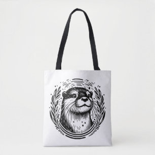Illustratie van Otter in Botanische Stijl Draagtas