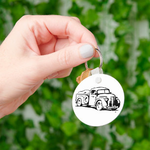 Illustratie van Oude Boerderij Pick-up Truck Sleutelhanger