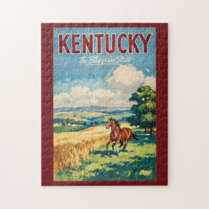 Illustratie van paarden in Kentucky Reis Kunst Vin Legpuzzel
