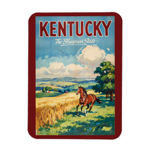 Illustratie van paarden in Kentucky Reis Kunst Vin Magneet