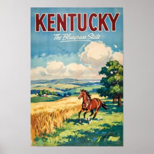 Illustratie van paarden in Kentucky Reis Kunst Vin Poster