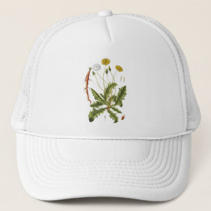 Illustratie van paardenbloem in vintage stijl trucker pet