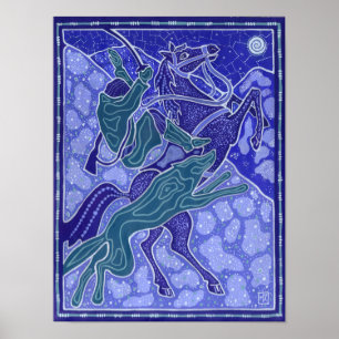 Illustratie van paardenrennen van Mannen Poster