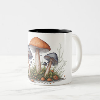 Illustratie van paddenstoelen waterverf stijl tweekleurige koffiemok