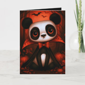 Illustratie van Panda Vampier Halloween Kostuum Kaart