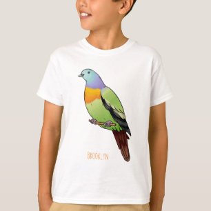 Illustratie van roze-halsgroene duif in cartooneff t-shirt