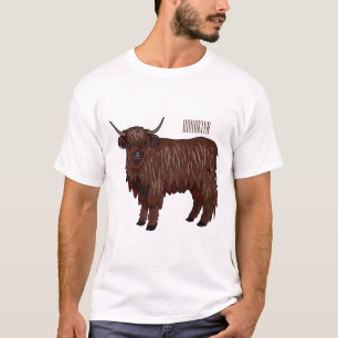 Illustratie van Schotse hooglanders koe cartoon T-shirt