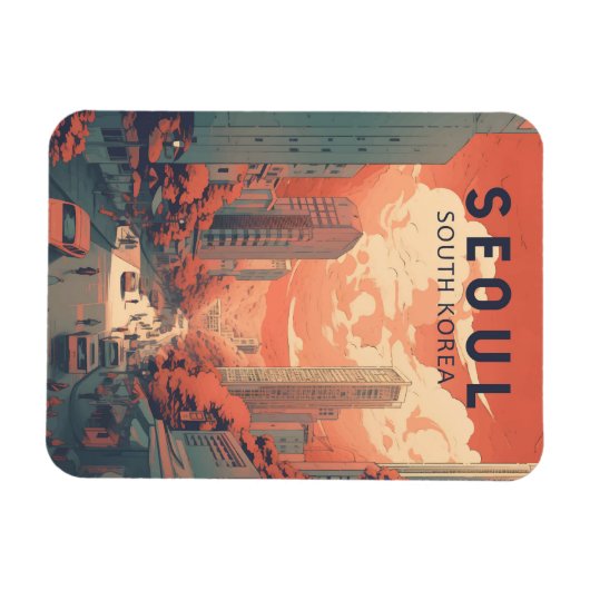 Illustratie van Seoul Zuid-Korea Kunst Magneet (Horizontaal)