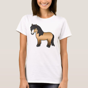Illustratie van Shetlandpony in buckskin-kleur T-shirt