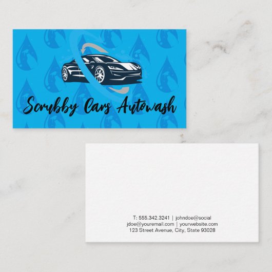 Illustratie van sportwagen | Auto Wash-patroon Visitekaartje (Voorkant / Achterkant)
