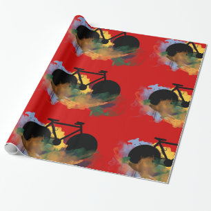 illustratie van stadscyclus - kunst cadeaupapier