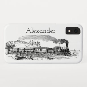 Illustratie van stoomtrein uit het verleden iPhone XR hoesje