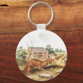 Illustratie van Tawny Weasel (Putorius fuscus) Sleutelhanger (Voorkant)