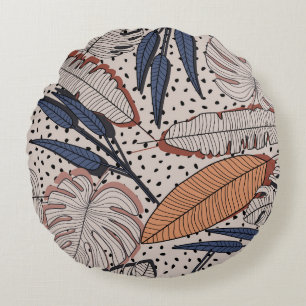 illustratie van tropische botanische stof rond kussen