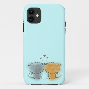 Illustratie van Twee Kleine Kittens Oranje en Grij iPhone 11 Hoesje
