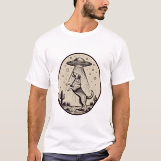 Illustratie van UFO-ontvoering van woestijn hond T-shirt