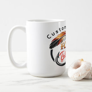 Illustratie van veer en haak voor flytyer koffiemok
