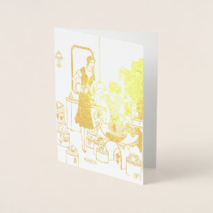 Illustratie van vintage Art Deco hoedenwinkel uit Folie Kaarten