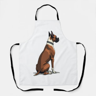 Illustratie van vintage boxerhond van achteren bru schort