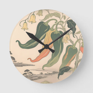 Illustratie van vintage chilipeper ronde klok