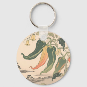 Illustratie van vintage chilipeper sleutelhanger